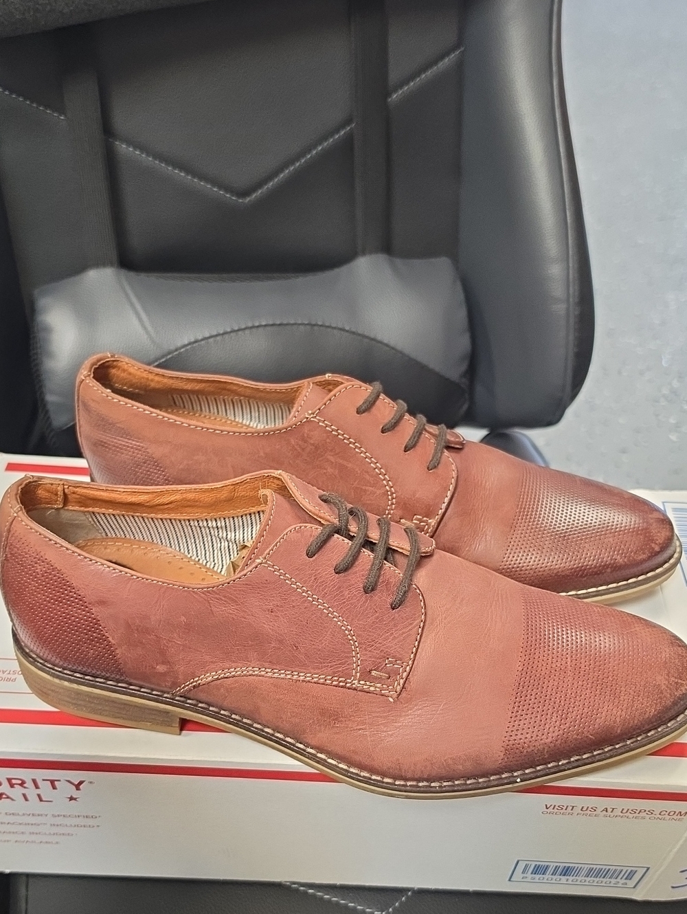 Alfani Men's Tan Brown Leather Derby Oxfords